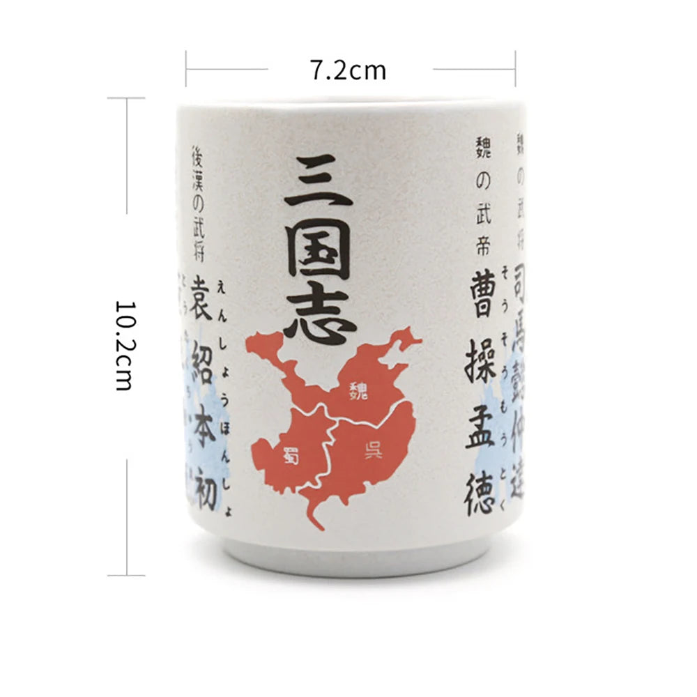 Japanese Impression Ceramic Mugs 300ml Tea Wine Sushi Sake Cup Funny Family Restaurant Decoration Travel Gift for Friends - KIMLUD