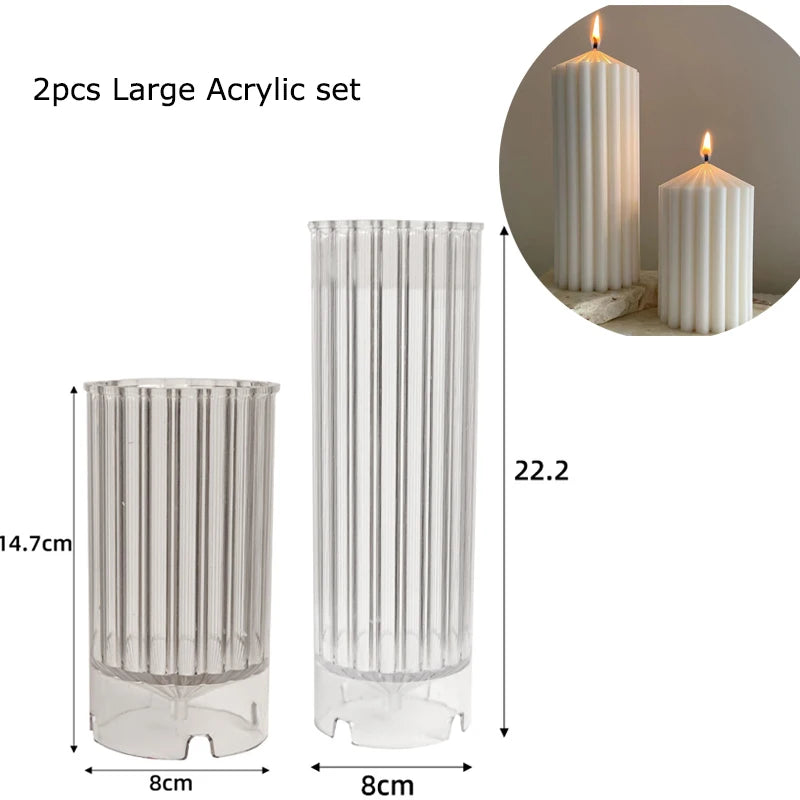 KIMLUD, Upgraded Knot Cylindrical Candle Silicone Mold Bow Knot Stripe Cylindrical Candle Mold Vase Shape Candle Acrylic Plastic mold, 2pcs large set, KIMLUD APPAREL - Womens Clothes