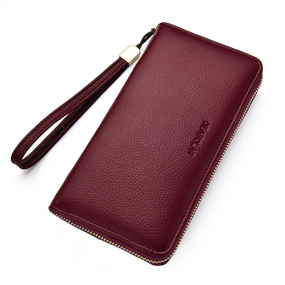 KIMLUD, Men Wallets Long Style High Quality Card Holder Male Purse Zipper Large Capacity Brand PU Leather Wallet For Men, Red wine, KIMLUD APPAREL - Womens Clothes