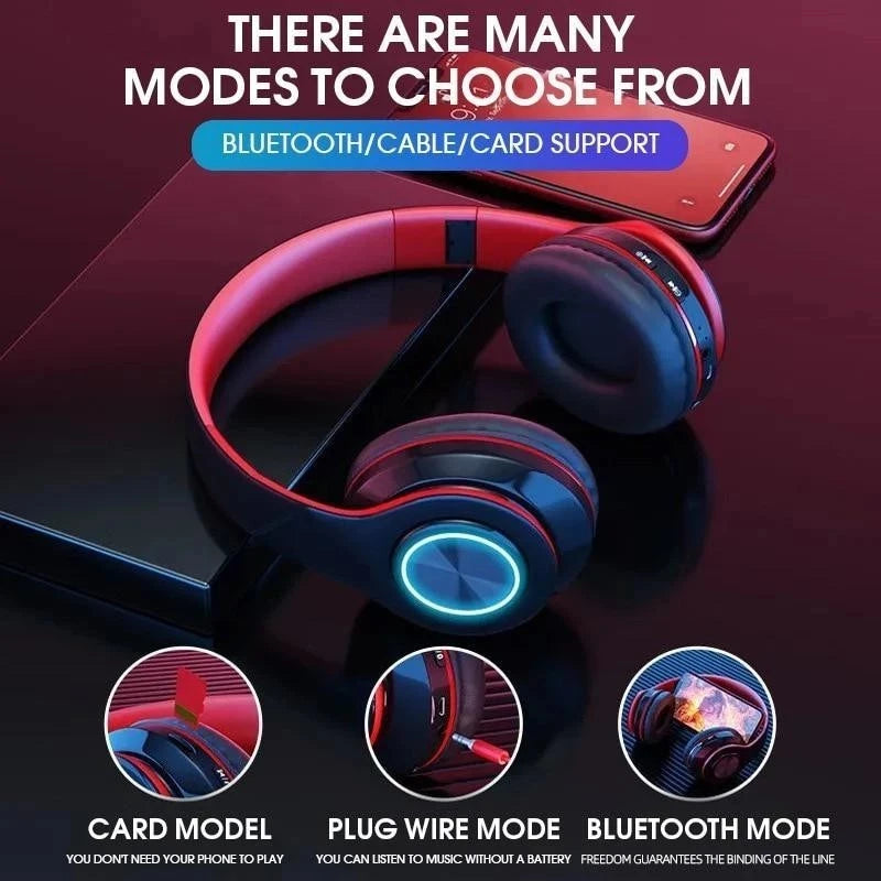 KIMLUD, B39 Headphone With Wireless Bluetooth Colorful Light Pluggable Card Game Music Movement Bluetooth Headset for Phone, KIMLUD Womens Clothes