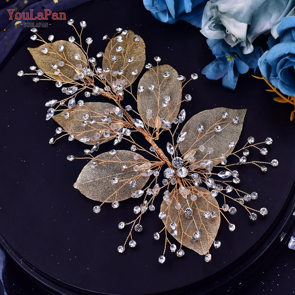 TOPQUEEN HP254 Bridal Side Clip Wedding Tiara Bridal Hairpins Handmade Rhinestone Women Headwear Alloy Flower Bride Headdress