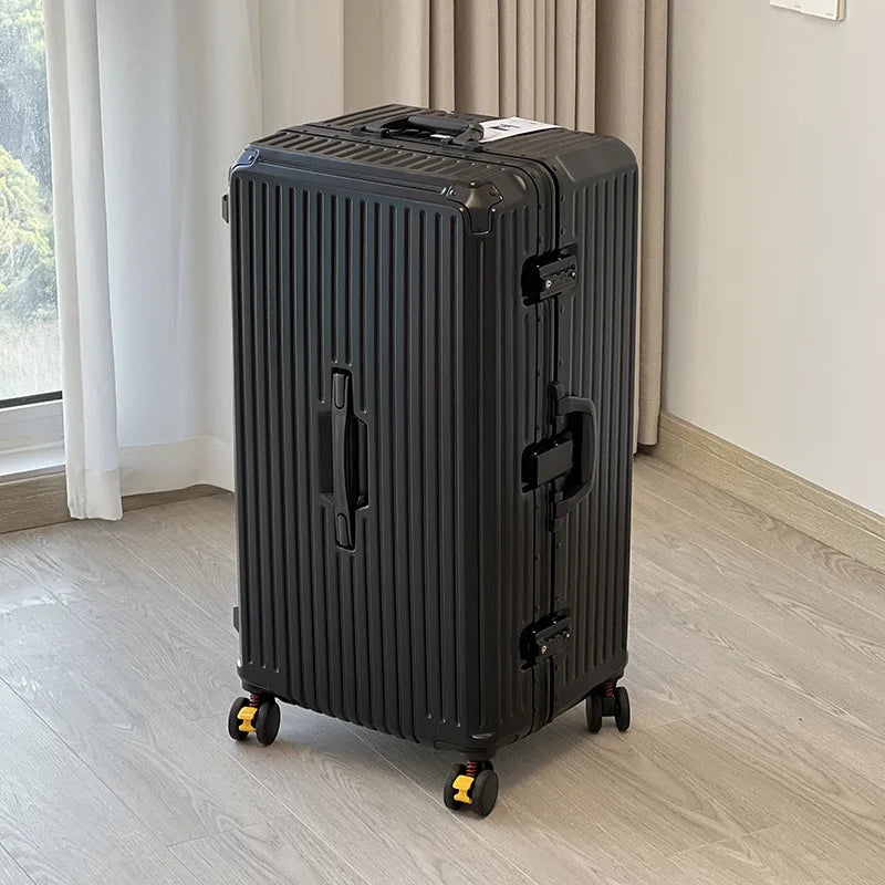 sushimu Suitcase Wide Handle Travel Suitcase Men 20 24 26 Carry-On Luggage Women PC Aluminum Frame Trolley Case - KIMLUD