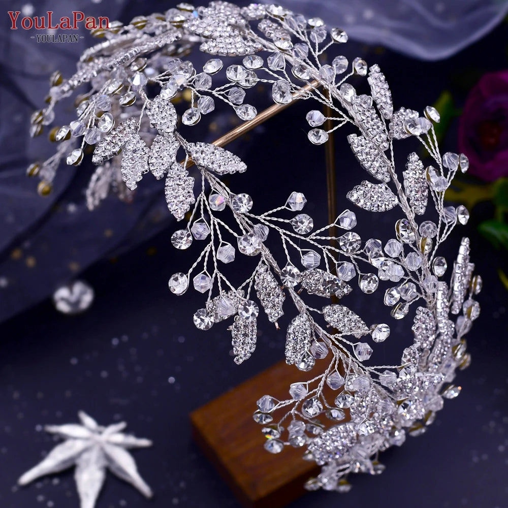 KIMLUD, YouLaPan HP450 Bridal Crown Silver Wedding Tiara Rhinestone Bride Headband Shiny Pageant Crown Women Hair Jewelry Accessories, HP398 / CHINA, KIMLUD APPAREL - Womens Clothes