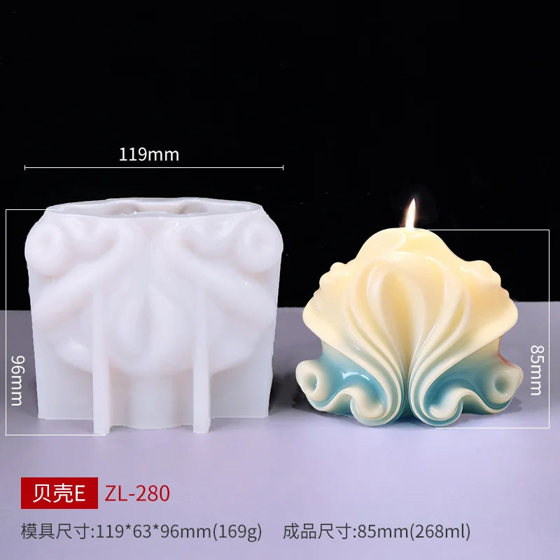 New 3D Shell shaped candle silicone mold wave striped shell cake chocolate silicone mold soap mold water wave shell candle molds - KIMLUD