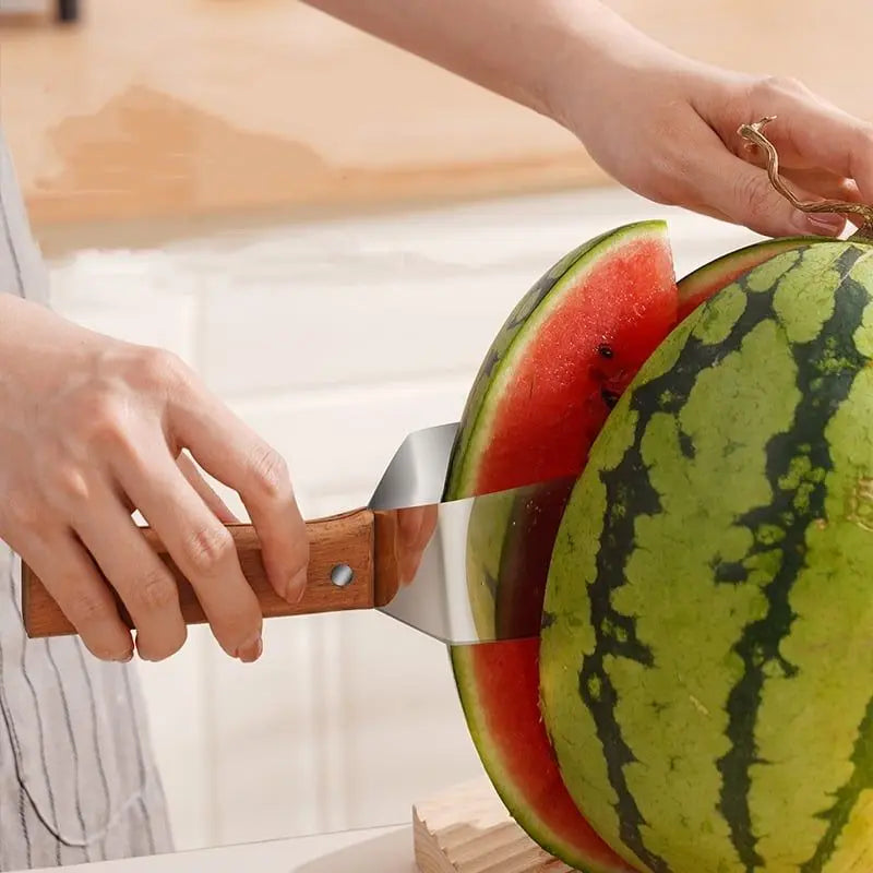 Watermelon Slicer Stainless Steel Color Non-slip Plastic Wrap Handle Not Hurt Hands Cantaloupe Kitchen Fruit Cutting Tool