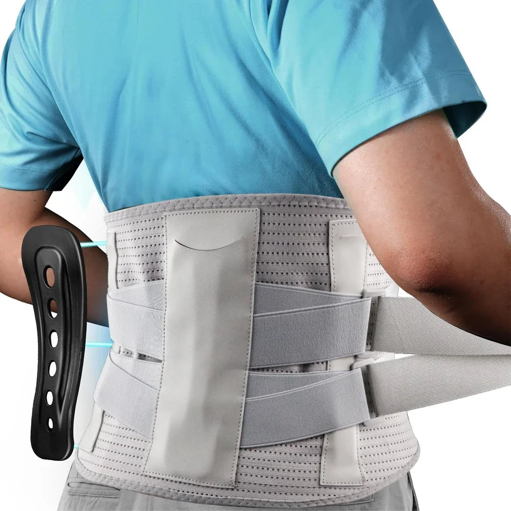 KIMLUD, Back Brace for Lower Back Pain, Immediate Pain Relief From Sciatica, Herniated Disc,Scoliosis, Decompression Lumbar Support Belt, Gray / XL, KIMLUD APPAREL - Womens Clothes