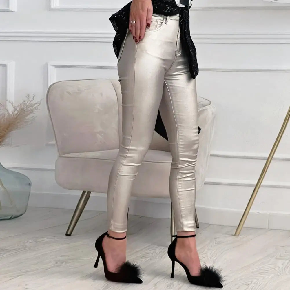 Women Leggings Ankle-Length Tight Stretchy Faux Leather Lady Trousers Leggings Pants Women Clothing