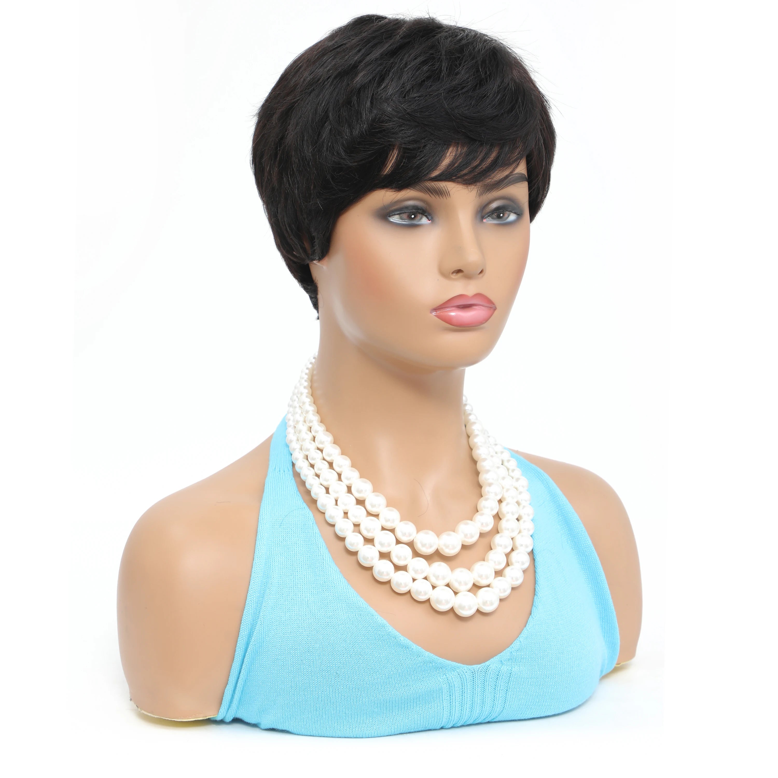 KIMLUD, Pixie Cut Wigs For Women Human Hair Short Bob Wig With Bangs Layered Pixie Cut Wig 9A Brazilian Human Hair Full Machine Made Wig, KIMLUD Womens Clothes