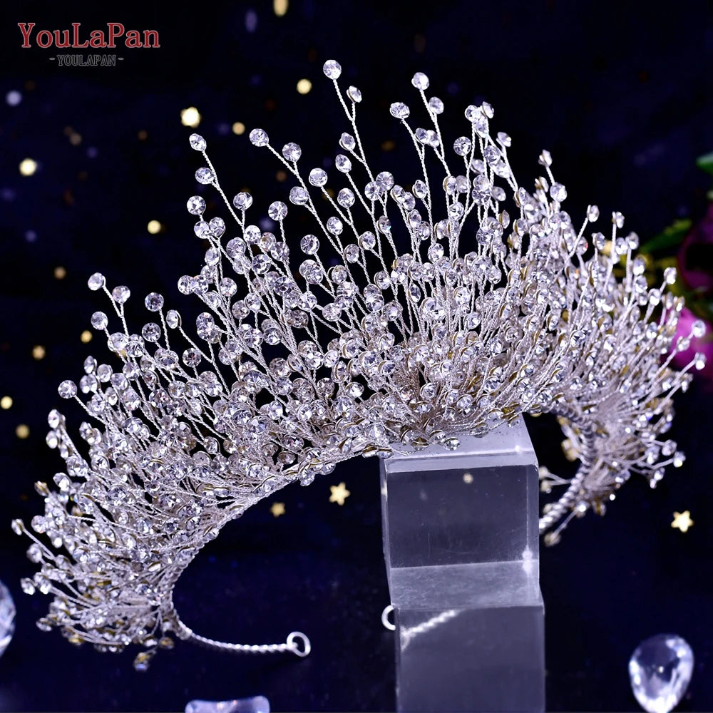 KIMLUD, TOPQUEEN Luxury Bridal Crown Rhinestones Tiaras Bride Headband Wedding Hair Accessories Pageant Diadem Women Headdress HP193P, S-crown / CHINA, KIMLUD APPAREL - Womens Clothes