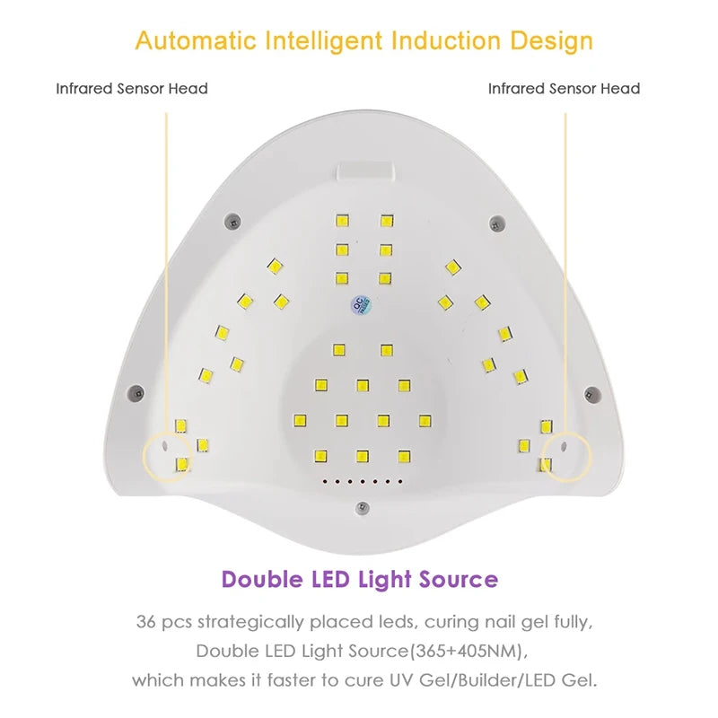 LED Nail Lamp For Manicure 72W Nail Dryer Machine UV Drying Lamp For Curing UV Gel Nail Polish With Motion Sensing LCD Display