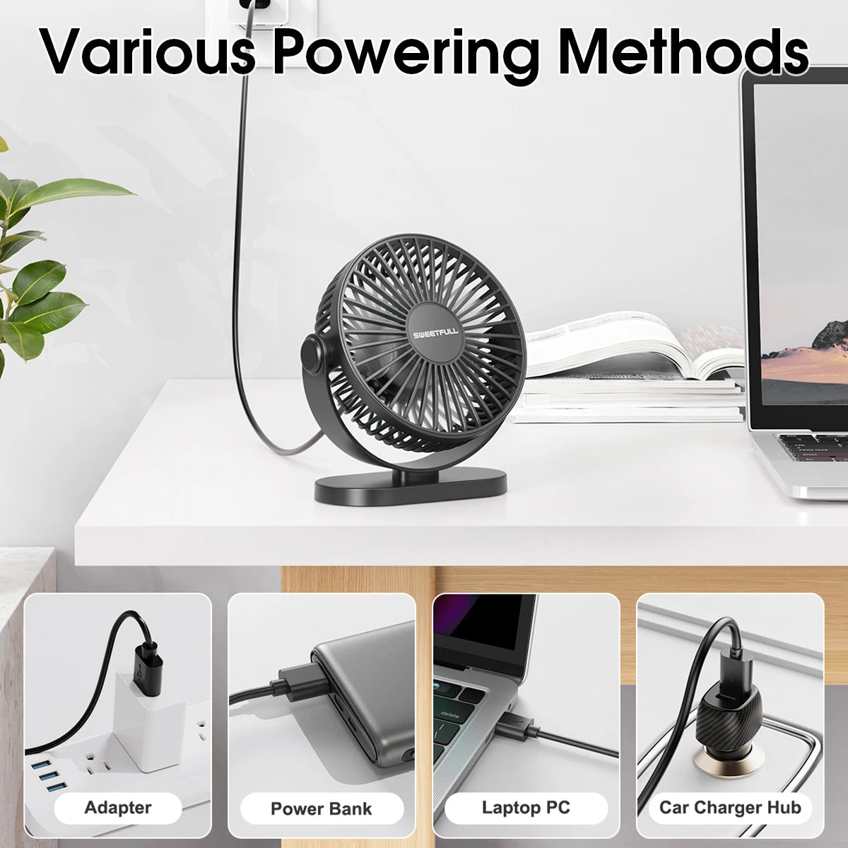 Mini USB Desktop Fan Portable Hook up Fan Desktop Office USB Quiet Cooling Fans Three Speed Adjustment Suitable For Home Office