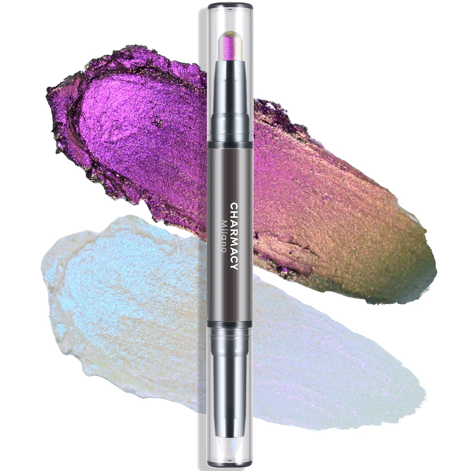 CHARMACY 2 In 1 Multichrome Eyeshadow Sticks High Pigmented Glitter Eyeshadow Waterproof Eye Shadow Pen Metallic Makeup 6 Color - KIMLUD