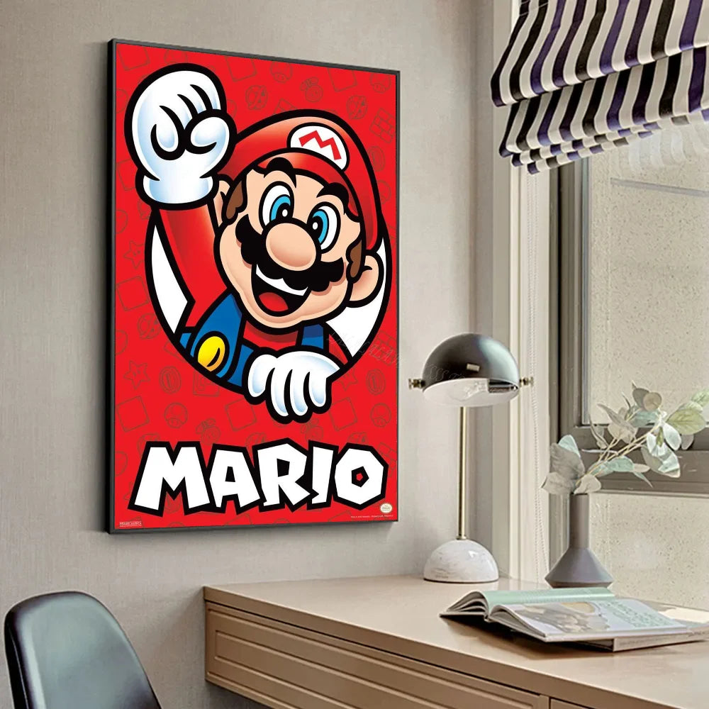 1pc Anime Game Plumber Uncle Mushroom M-Marios Poster Stickers Art Wall Murals Decor Game - KIMLUD