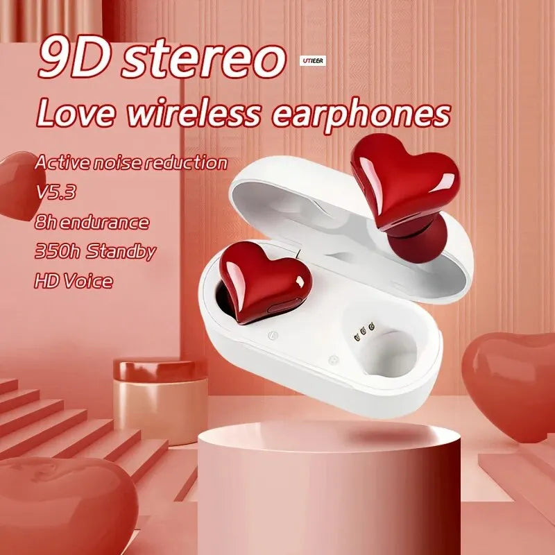 AX30 New Heart Shaped Wireless Design Girls In Ear Wireless Bluetooth Earphones Cute And Fashionable Appearance - KIMLUD