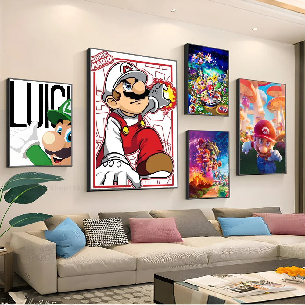 1pc Anime Game Plumber Uncle Mushroom M-Marios Poster Stickers Art Wall Murals Decor Game - KIMLUD