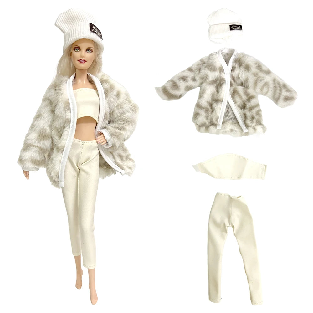 KIMLUD, NK 1 Pcs Fashion Coat for Barbie Doll Cotton Jacket Winter Dress Long Clothes Fur Coat For 1/6 BJD Doll Accessories Toy JJ, A Not Include Doll, KIMLUD APPAREL - Womens Clothes