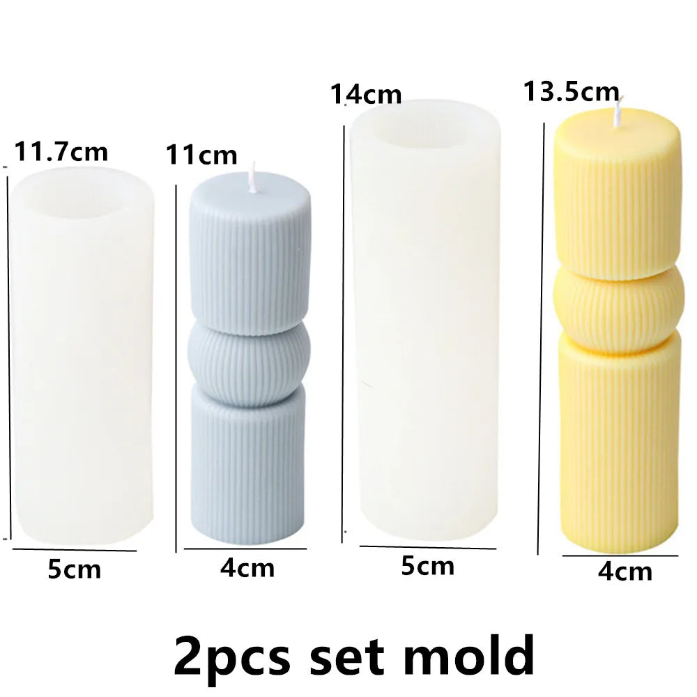 KIMLUD, Upgraded Knot Cylindrical Candle Silicone Mold Bow Knot Stripe Cylindrical Candle Mold Vase Shape Candle Acrylic Plastic mold, 2pcs set as show 1, KIMLUD APPAREL - Womens Clothes