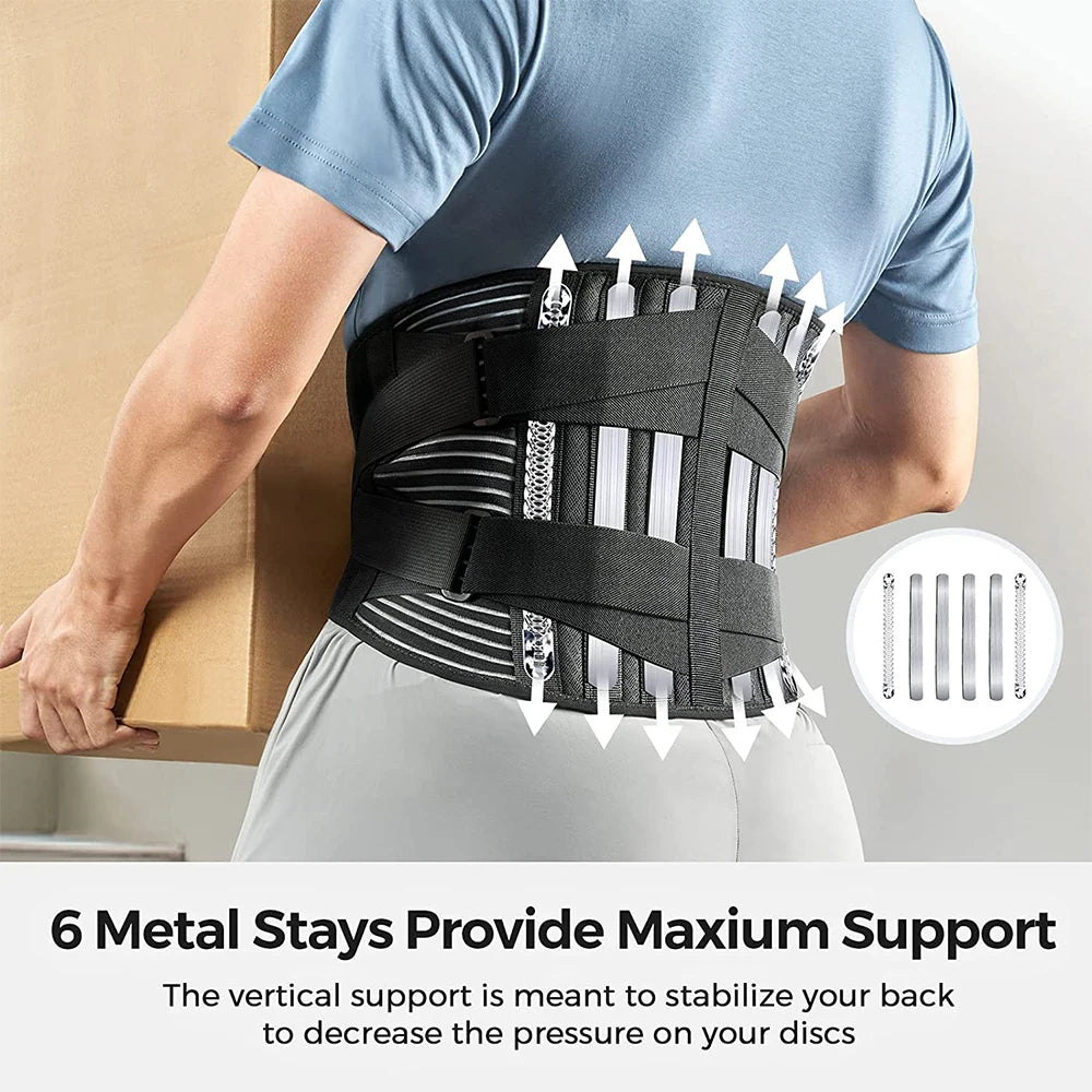 KIMLUD, S-3XL Sports Lower Back Brace with 6 Stays Anti-skid Orthopedic lumbar Support Breathable Waist Support Belt for Gym Pain Relief, KIMLUD Womens Clothes