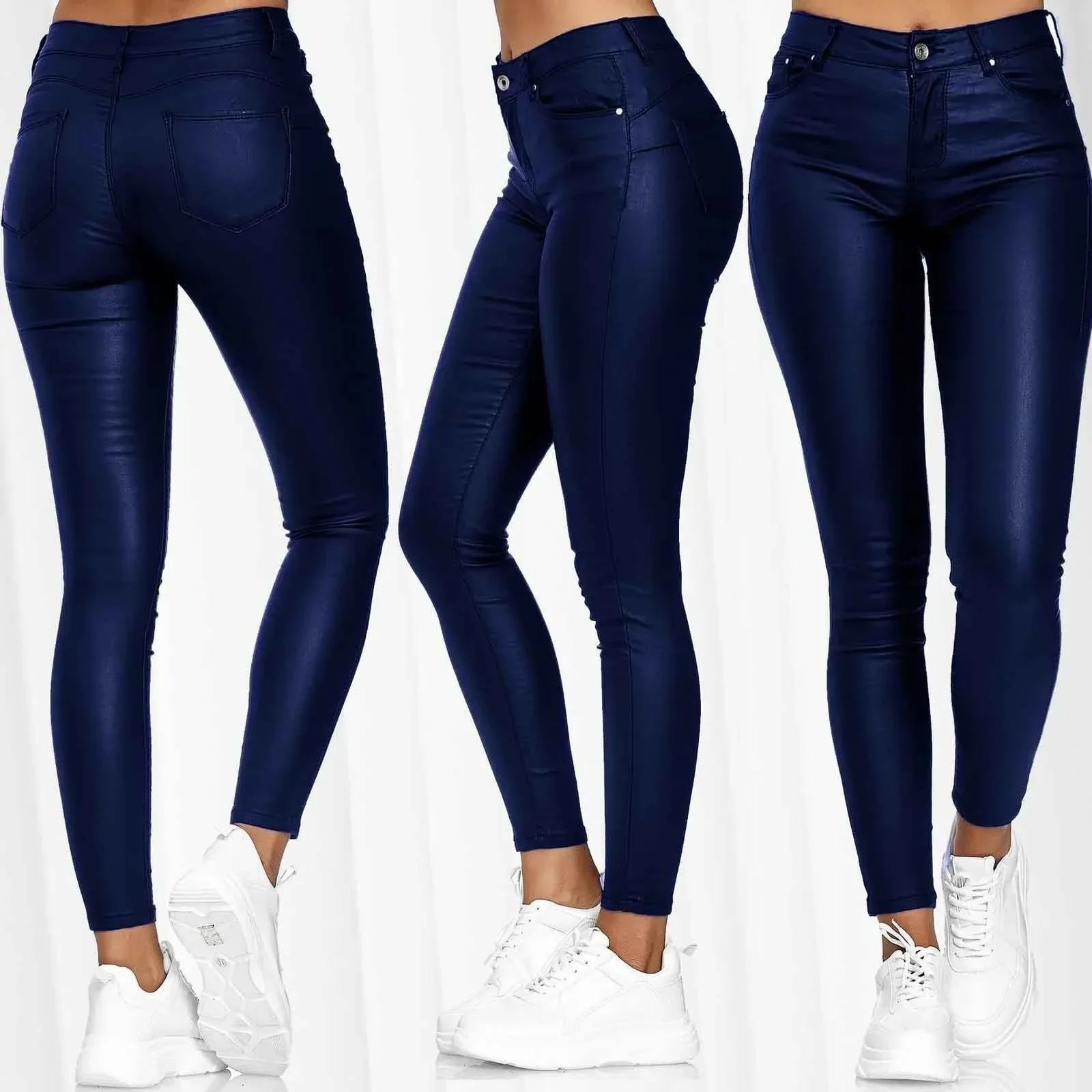 New Women PU Leather Pants Black Sexy Stretch Bodycon Trousers Women High Waist Long Casual Pencil Pants Plus Size XS-4XL