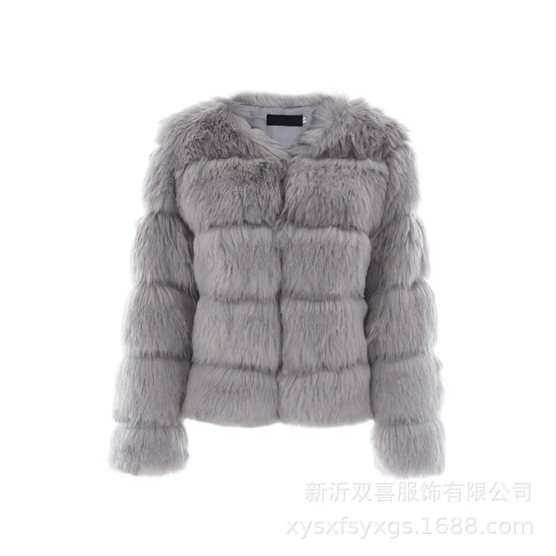 2024 winter Fashion thickened short faux fur women Trend Artificial Fur Solid Loose Short Coat Female Vintage Chic Elegant