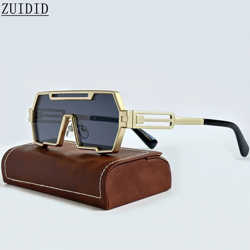 Heavy Metal Steampunk Sunglasses For Men Square Vintage Punk Fashion Glasses Retro Gafas De Sol Hombre Lunette De Soleil Homme - KIMLUD