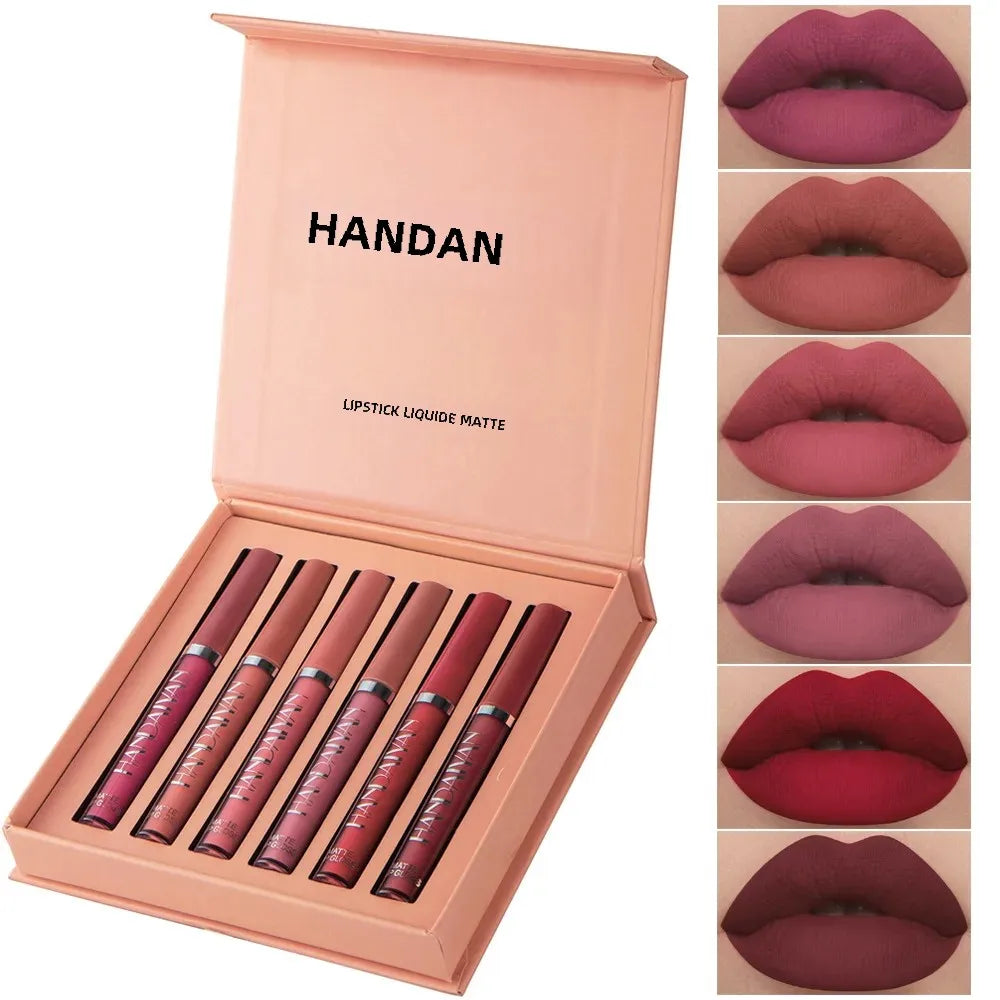 HANDAlYAN Liguid Lipstick 6-color Lipgloss Set With Long-lasting Waterproof And Non Stick Cup Matte Lip Gloss