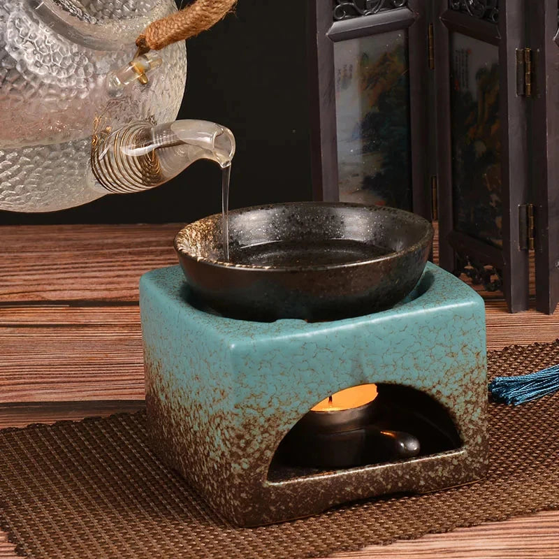 3 in 1 Vintage Restaurant Household Tea Warmer Set 140ml Ceramics Essential Oil Furnace Candle Heating Incense Burner Home Decor