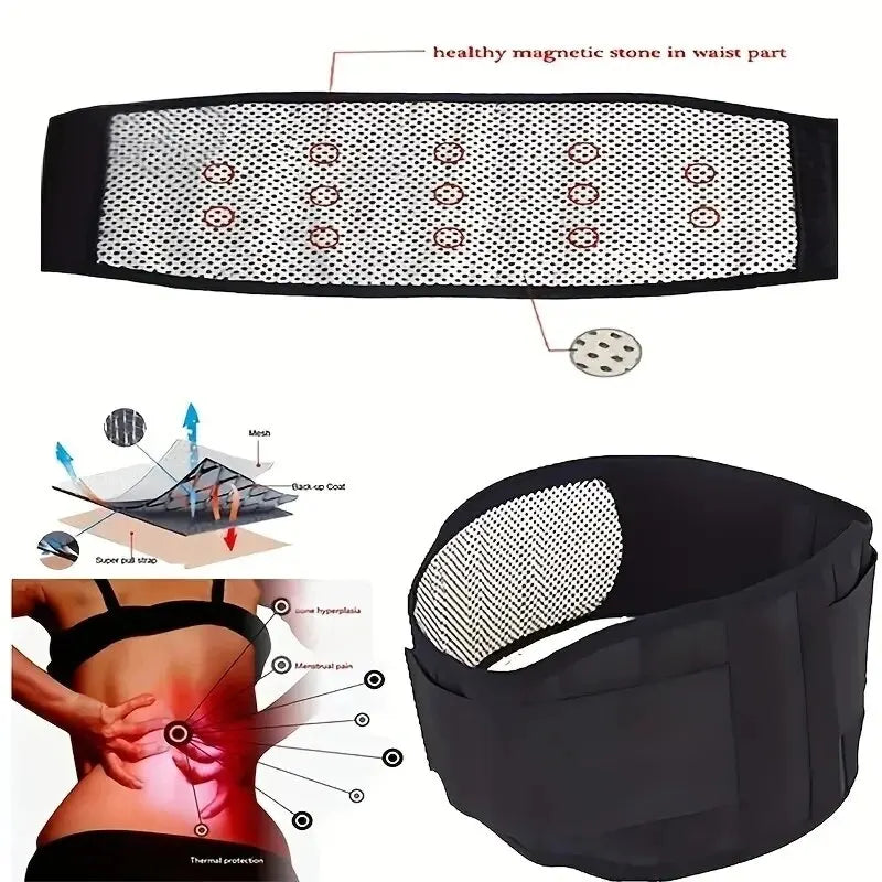 1pc Adjustable Self-heating Magnetic Therapy Back And Waist Support Belt, Waist Massage Belt Sports Support Belt, Body Care Belt - KIMLUD