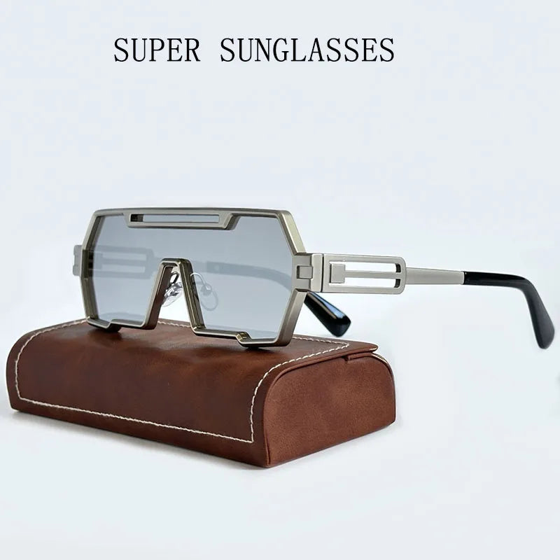 Heavy Metal Steampunk Sunglasses For Men Square Vintage Punk Fashion Glasses Retro Gafas De Sol Hombre Lunette De Soleil Homme - KIMLUD