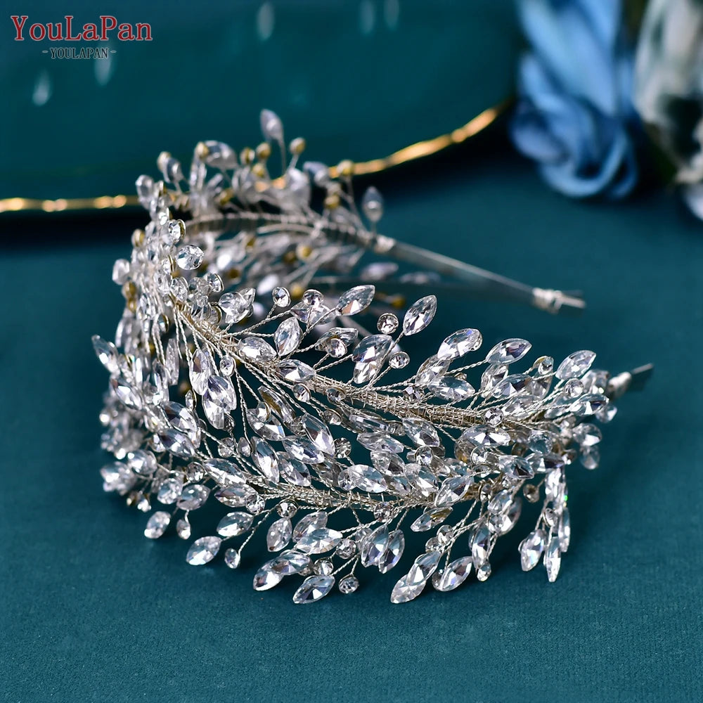 YouLaPan Wedding Headband for Bride Rhinestone Bridal Hair Accessories Bridesmaid Headpiece Party Woman Headdress Jewelry HP588