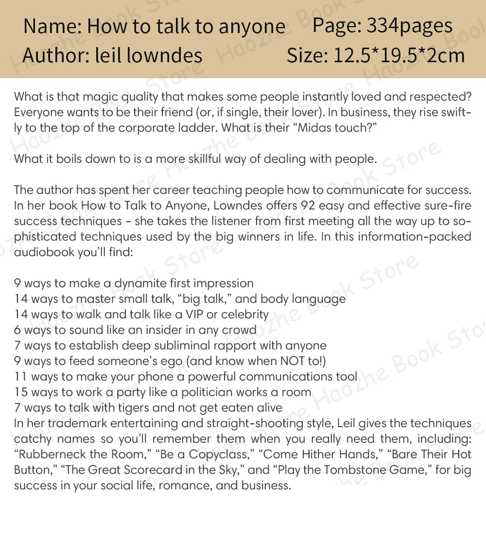 How to Talk to Anyone: 92 Little Tricks for Big Success in Relationships Communication & Social Skills English Book Paperback - KIMLUD