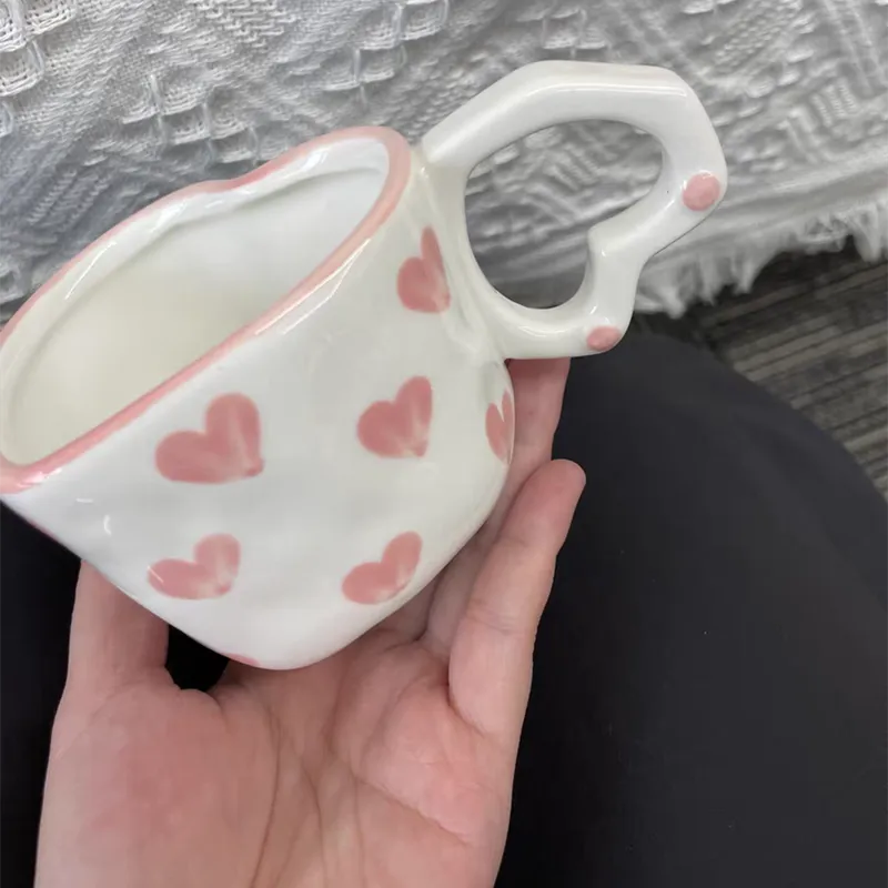 KIMLUD, 2024 Middle East Style Coffee Tea Cup Creative Heart Cup Ceramics Milk Cups Porcelain Coffee Cups Wholesale Tableware Cups Gift, KIMLUD Womens Clothes