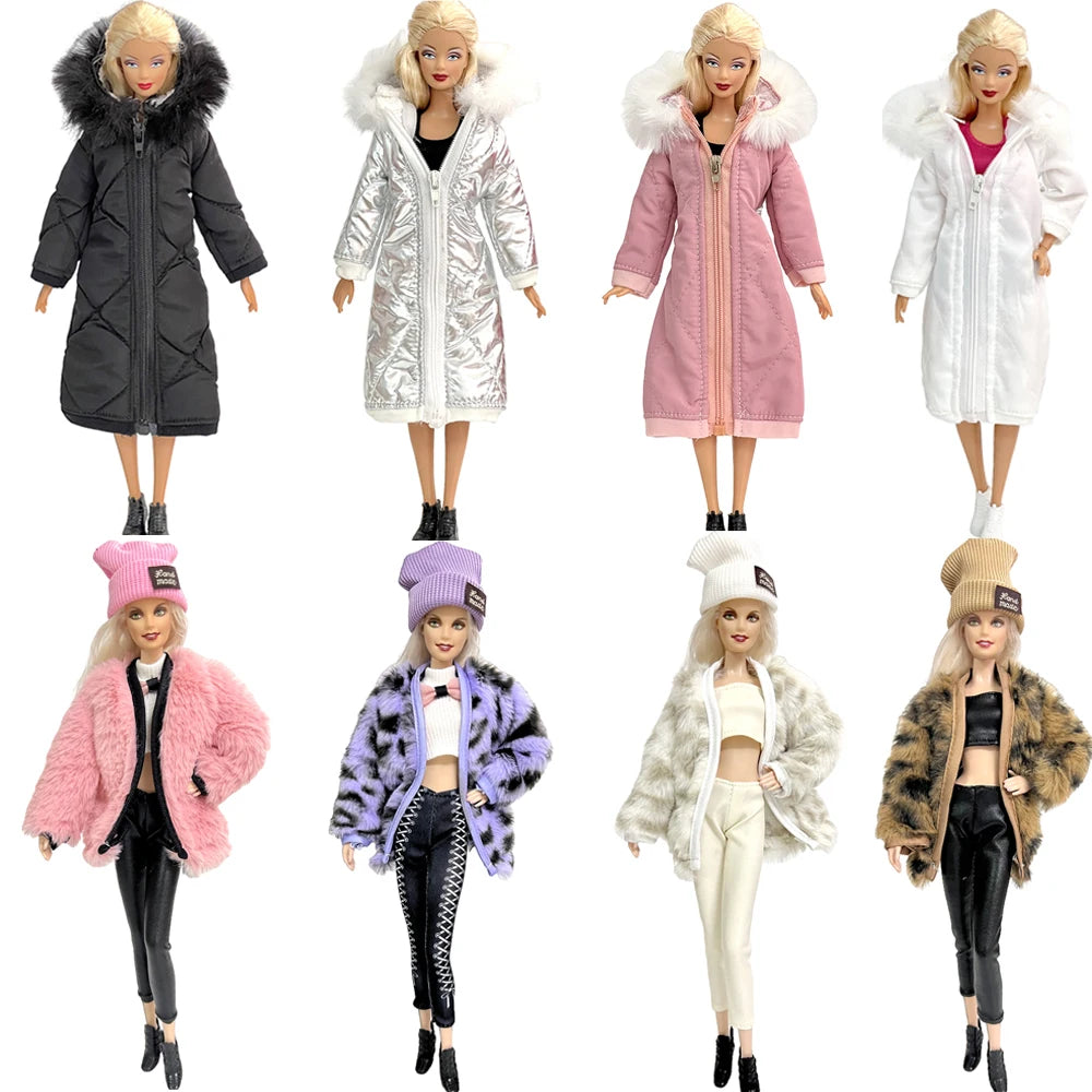 KIMLUD, NK 1 Pcs Fashion Coat for Barbie Doll Cotton Jacket Winter Dress Long Clothes Fur Coat For 1/6 BJD Doll Accessories Toy JJ, KIMLUD Womens Clothes