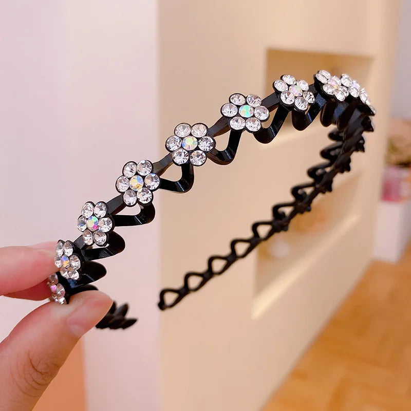 KIMLUD, New Non-slip Rhinestone Headbands Solid Wave Hairbands for Women Girls Bezel Fashion Hair Hoop Ladies Boutique Hair Accessories, HAXL1393005, KIMLUD APPAREL - Womens Clothes