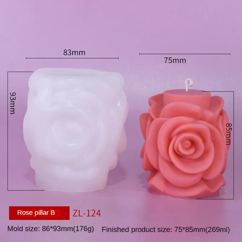 KIMLUD, 3D Rose Pillar Candle Silicone Mold Handmade Valentine's Day Flower Bouquet Soap Gypsum Resin Molds Wedding Decor Crafts Gifts, KIMLUD Womens Clothes