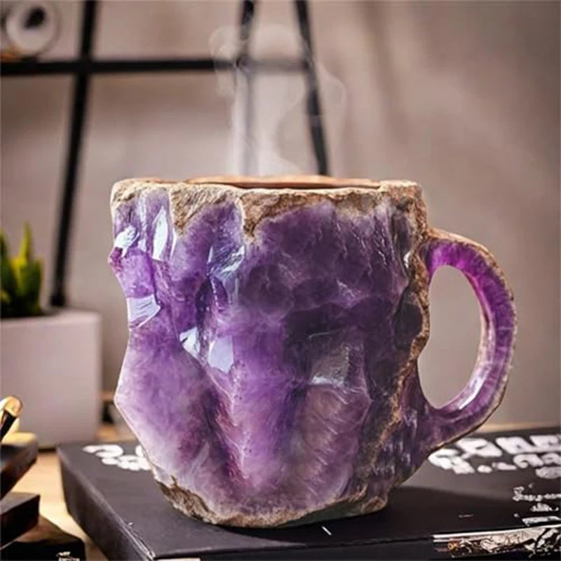 New Mineral Crystal Coffee Mugs Elegant Luxury Mineral Large Capacity Drinkware Tea Cup Ware Resin Gift Household Necessities