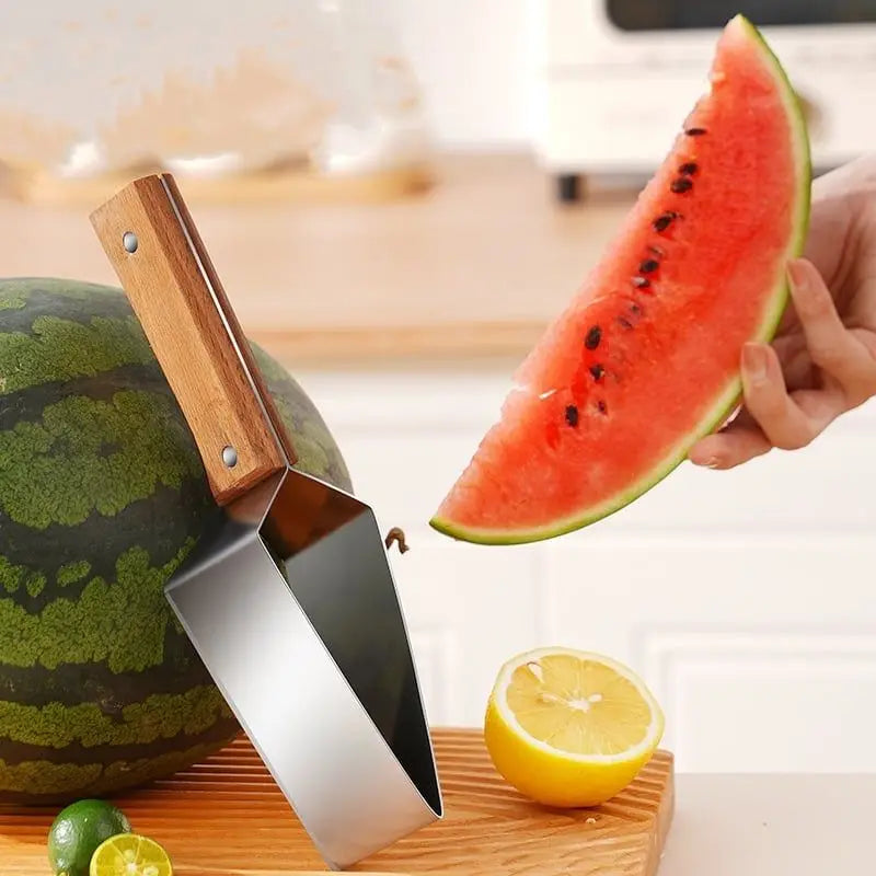 Watermelon Slicer Stainless Steel Color Non-slip Plastic Wrap Handle Not Hurt Hands Cantaloupe Kitchen Fruit Cutting Tool