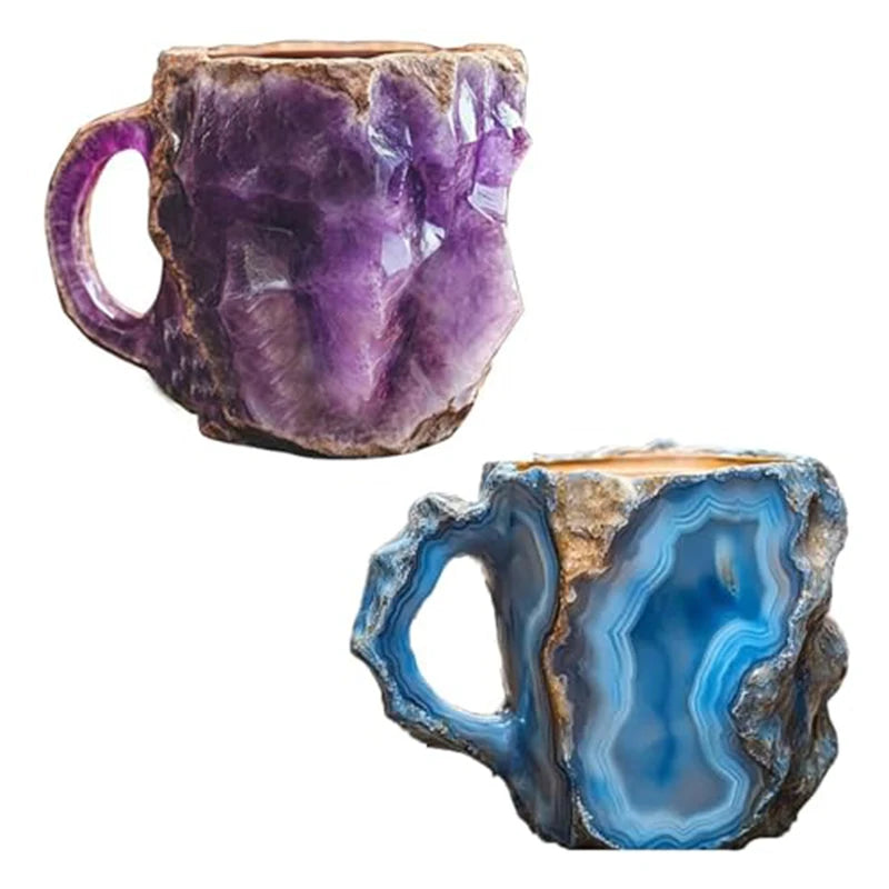 New Mineral Crystal Coffee Mugs Elegant Luxury Mineral Large Capacity Drinkware Tea Cup Ware Resin Gift Household Necessities