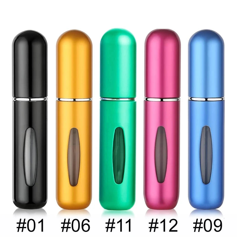 5ml Multi Color Aluminum Mini Perfume Bottle with Spray Pump Portable Empty Refillable Atomizer Bottle for Travel Essential - KIMLUD