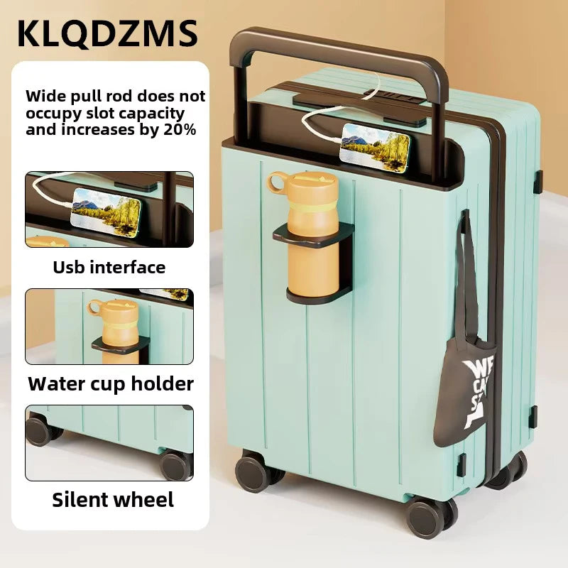 KIMLUD, KLQDZMS Cabin Luggage USB Charging Trolley Case ABS+PC Boarding Case 20"22"24"26"28 Inch Combination Case with Wheels Suitcase, KIMLUD Womens Clothes