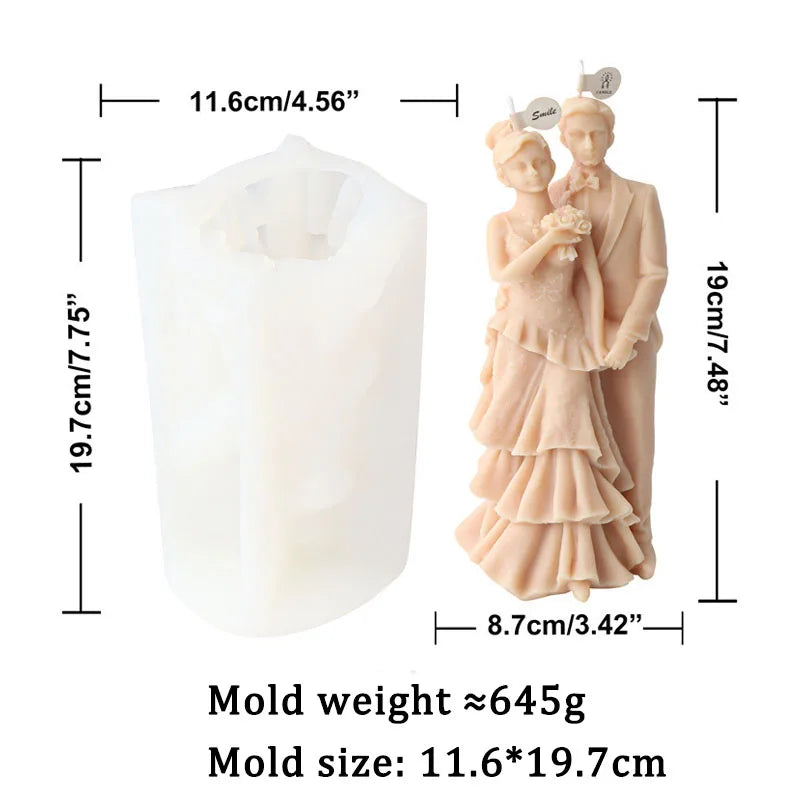 Wedding Ceremony Candle Silicone Mold Bride and groom Sweet Companion DIY Scented Candle Gypsum Mould Valentine's Day Decor Gift