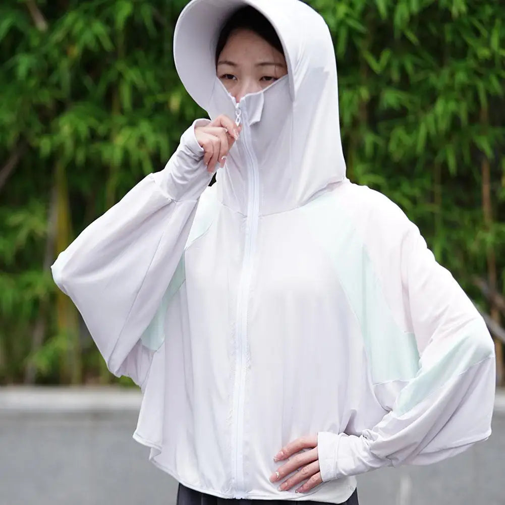 2023 Women Sunscreen Hat Ice Silk Clothing Summer Big Coat Protection Hat Shirt Clothing Edge Short UV With Sun Size Outdoo M4R4