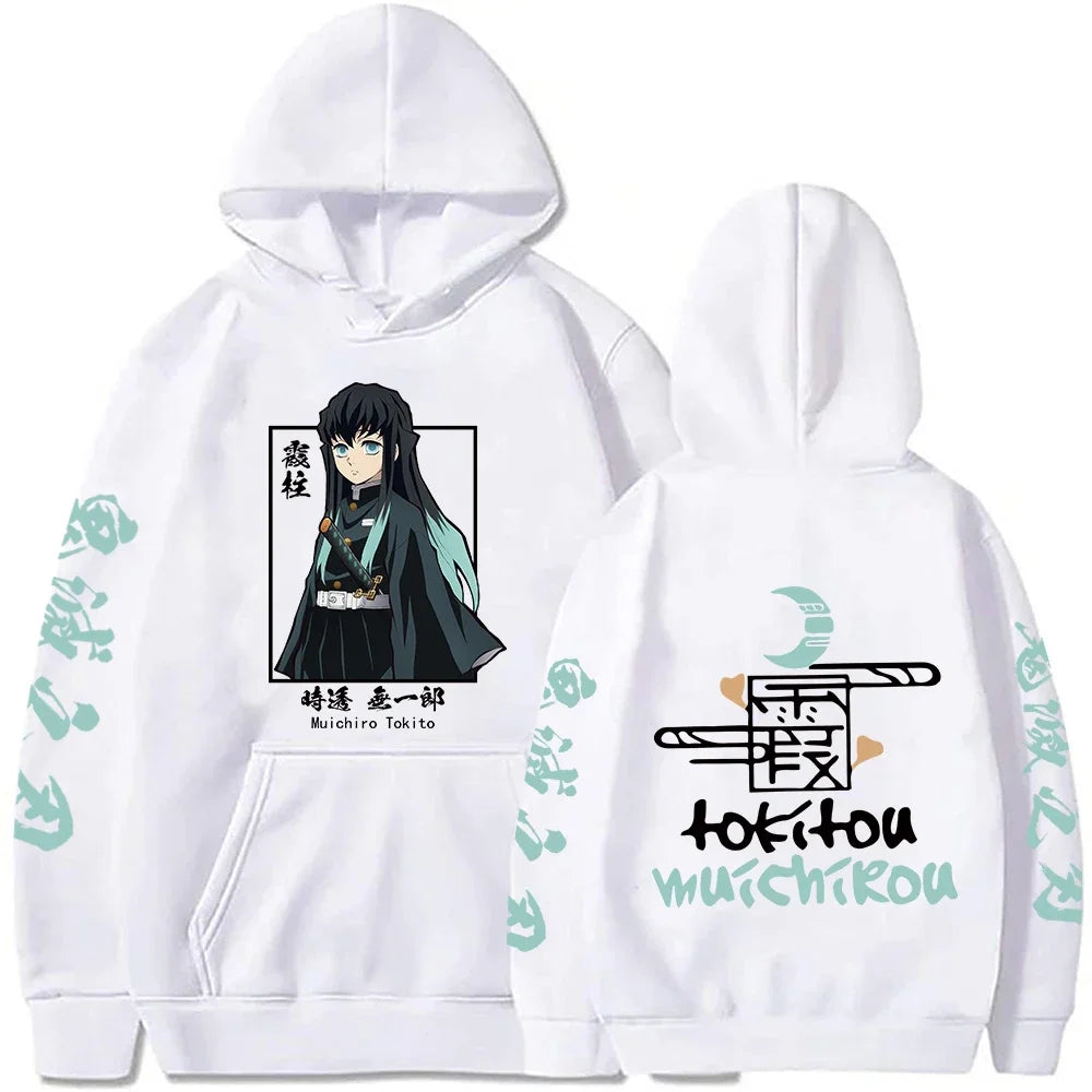 New Funny Japan Anime Demon Slayer Women Hoodies Plus Size Sweatshirt Harajuku Muichiro Tokito Printed Hooded Girl Pullover