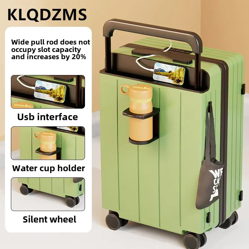 KIMLUD, KLQDZMS Cabin Luggage USB Charging Trolley Case ABS+PC Boarding Case 20"22"24"26"28 Inch Combination Case with Wheels Suitcase, KIMLUD Womens Clothes