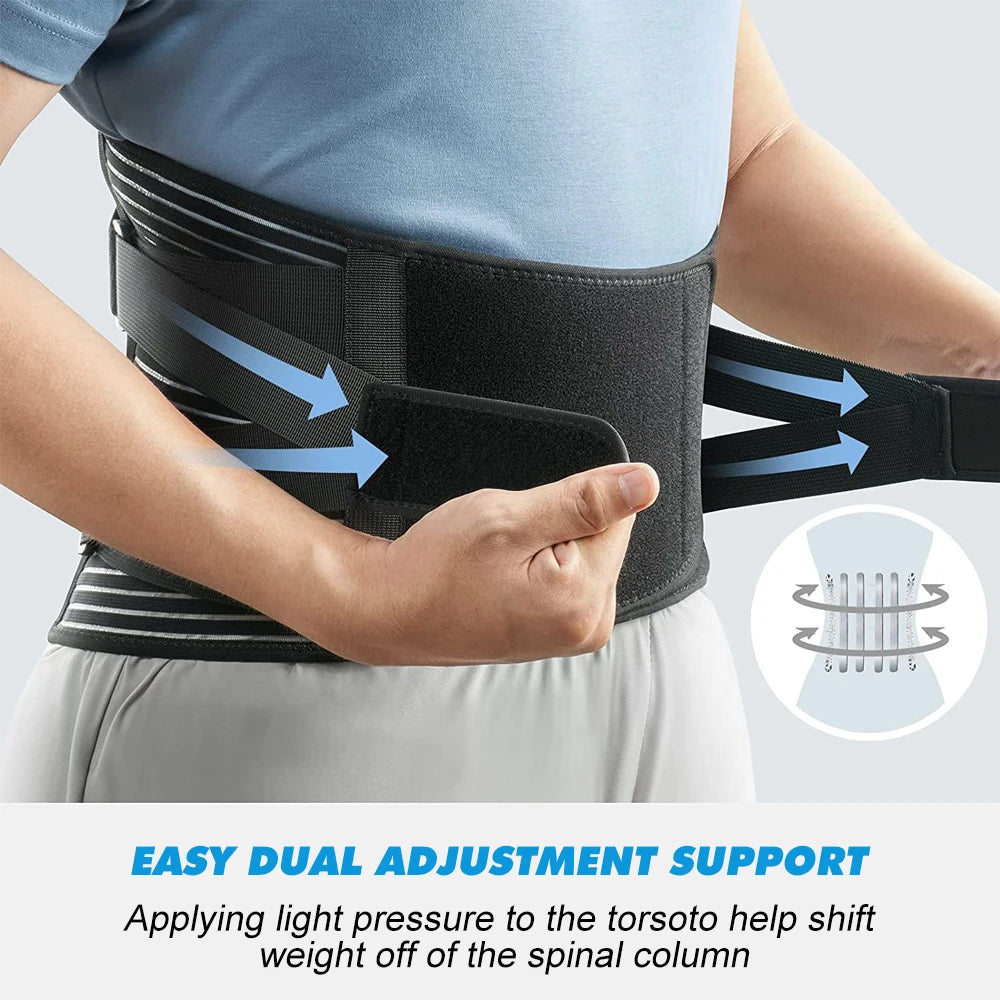 KIMLUD, Back Braces for Lower Back Pain Relief with 6 Stays, Breathable Back Support Belt for Men/Women for work lumbar support belt, KIMLUD Womens Clothes