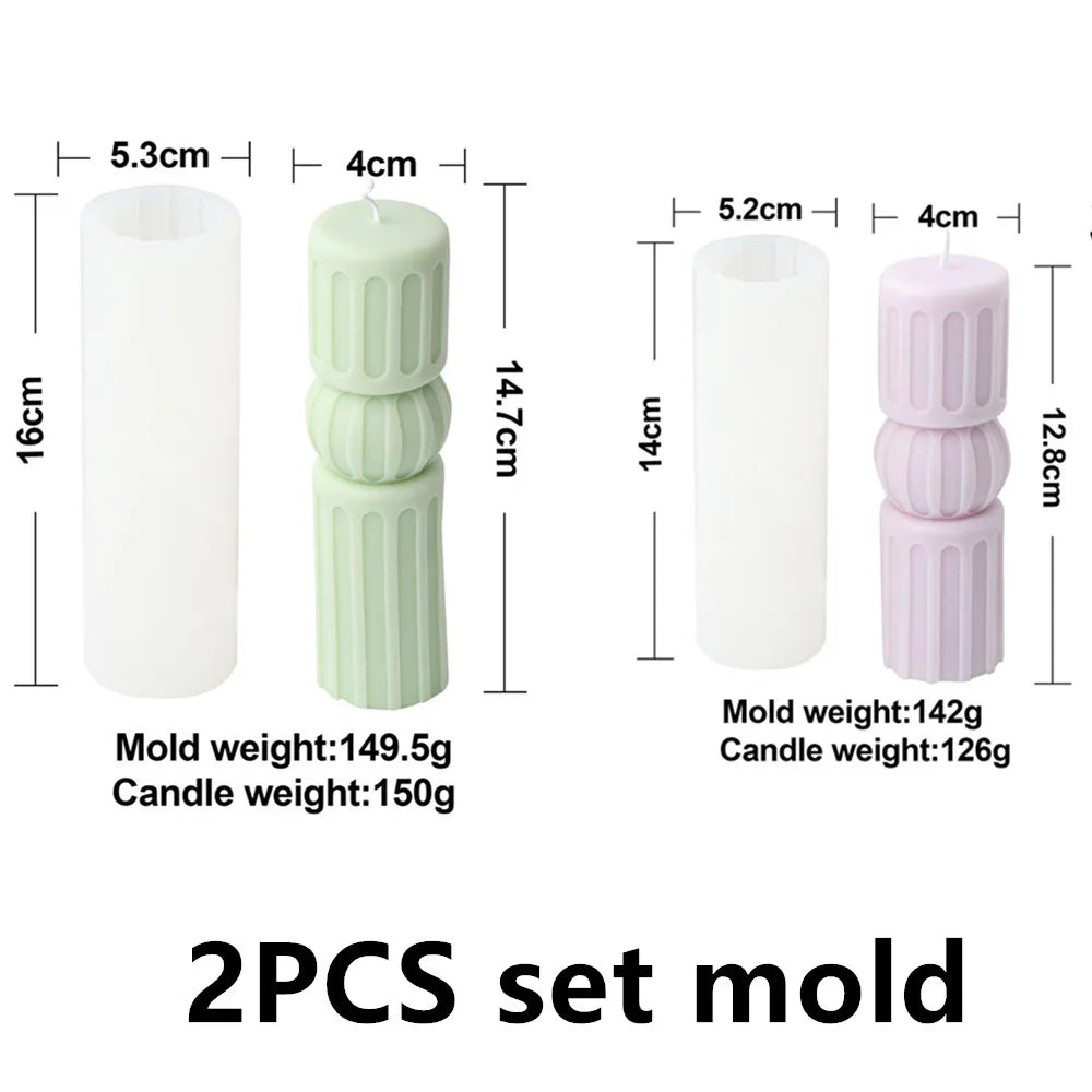 KIMLUD, Upgraded Knot Cylindrical Candle Silicone Mold Bow Knot Stripe Cylindrical Candle Mold Vase Shape Candle Acrylic Plastic mold, 2pcs set as show, KIMLUD APPAREL - Womens Clothes