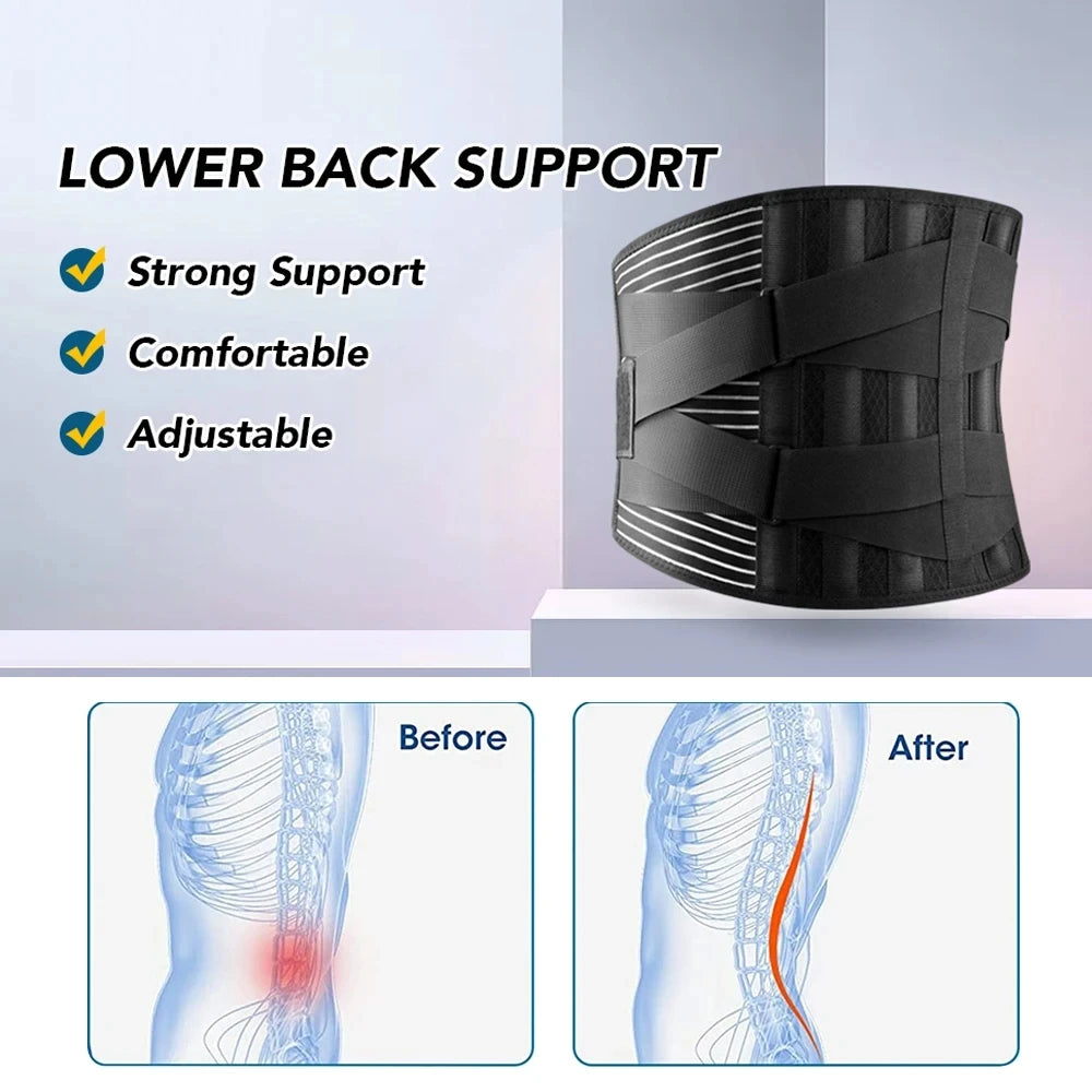 KIMLUD, Adjustable Back Lumbar Support Belt Double Pull Medical Waist Orthopedic Brace Spine Relaxed Decompression Anti-skid Breathable, KIMLUD Womens Clothes