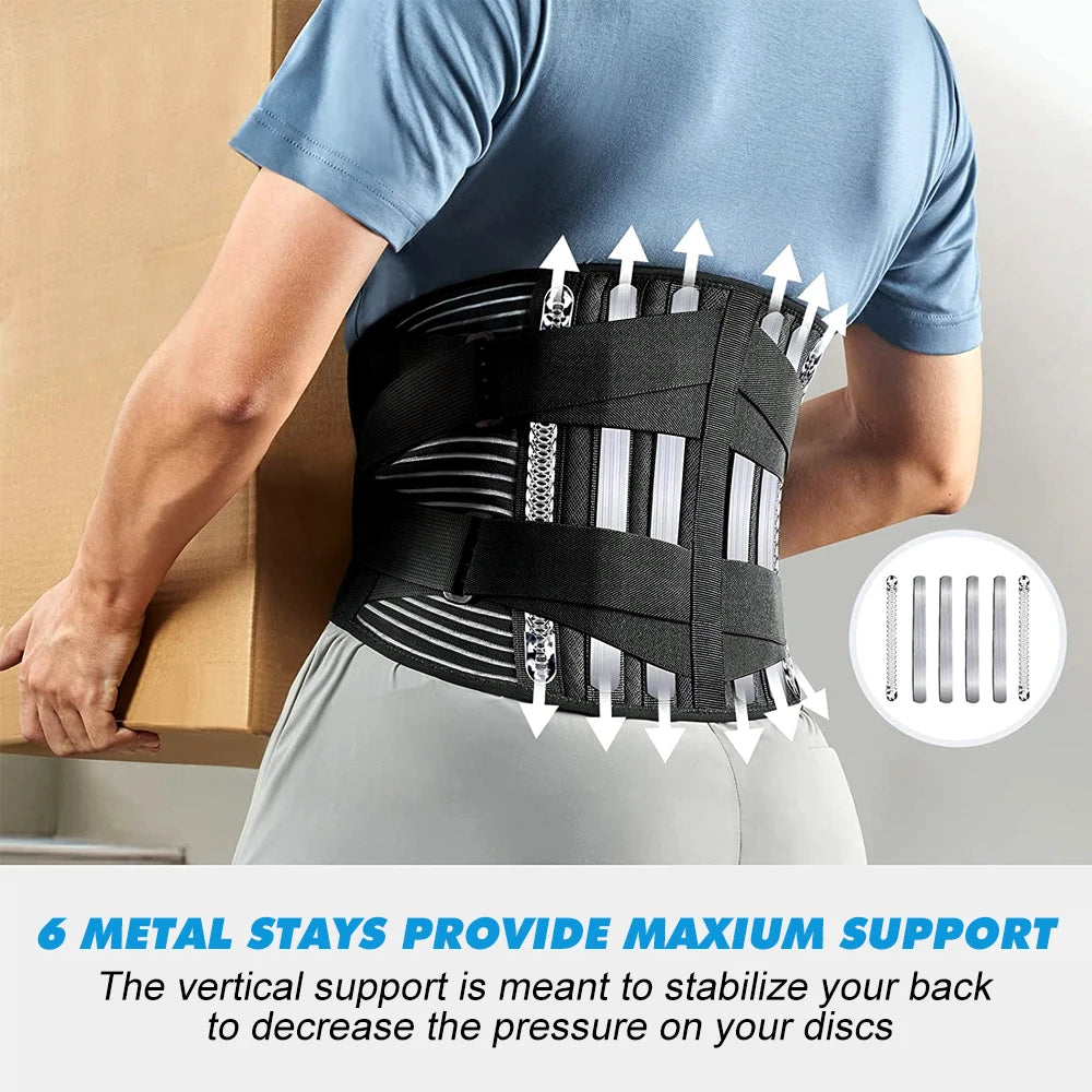 KIMLUD, Back Braces for Lower Back Pain Relief with 6 Stays, Breathable Back Support Belt for Men/Women for work lumbar support belt, KIMLUD Womens Clothes