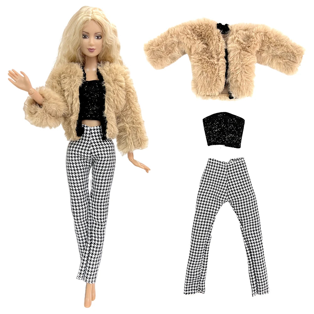 KIMLUD, NK 1 Pcs Fashion Coat for Barbie Doll Cotton Jacket Winter Dress Long Clothes Fur Coat For 1/6 BJD Doll Accessories Toy JJ, Not Include Doll  T, KIMLUD APPAREL - Womens Clothes