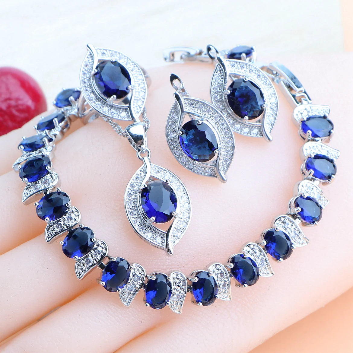 Purple Zircon Silver 925 Jewelry Sets Bridal Earrings Charms Bracelets For Women Ring Pendant Necklace Set Wedding Jewelry